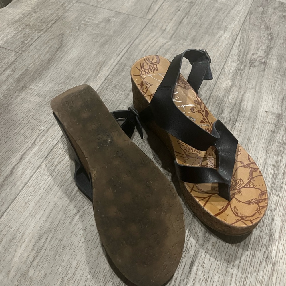 Blowfish Black Strappy Wedges
